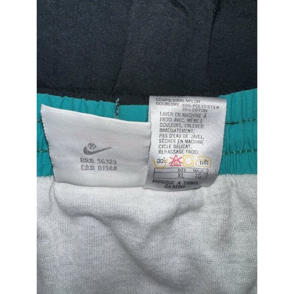 RARE VTG 90s‎ Nike Spellout Swoosh Nylon Black Teal  Swim Trunks Shorts XL - Picture 9 of 9